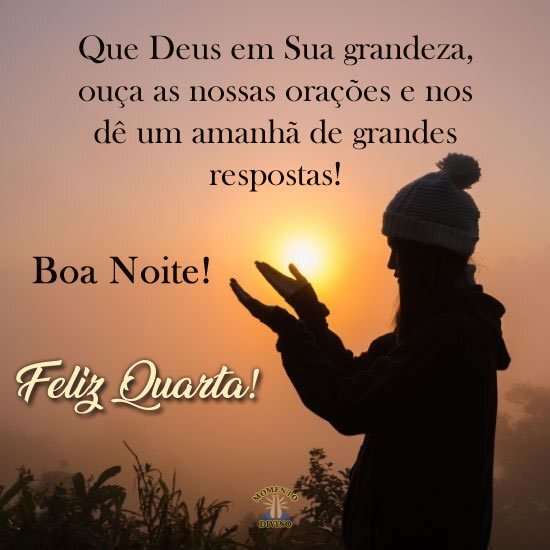 frases de boa noite com Deus quarta feira