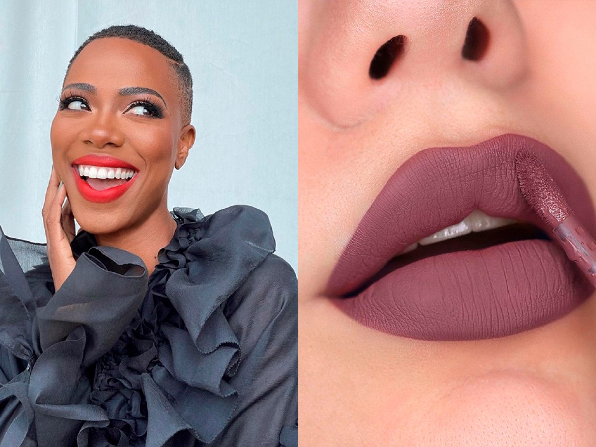 boca com batom vermelho