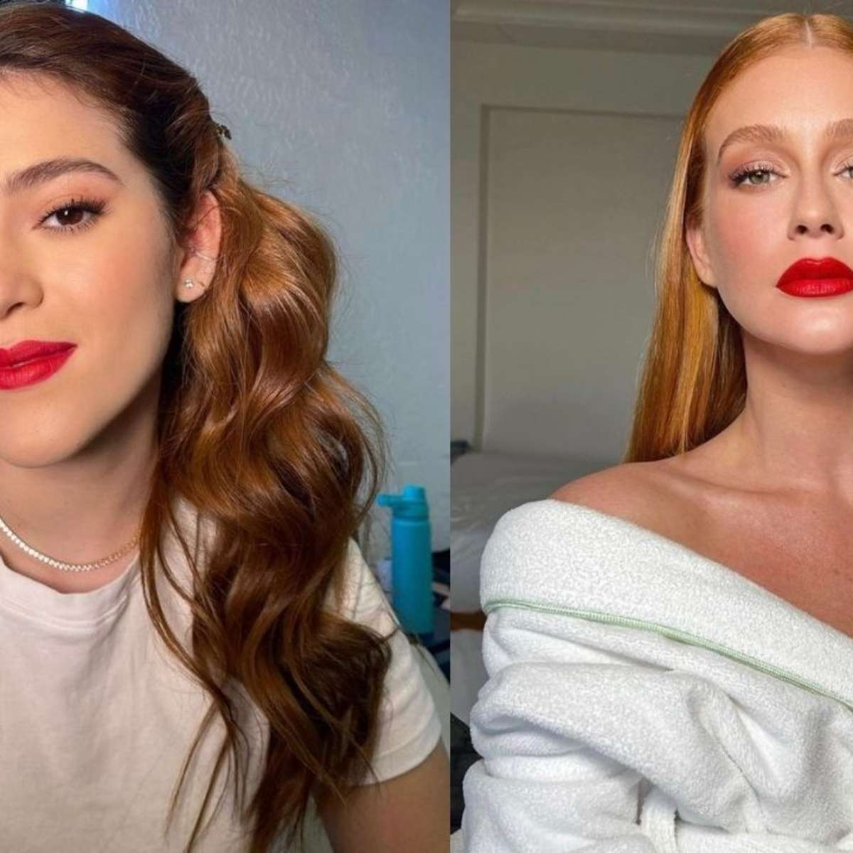 boca com batom vermelho