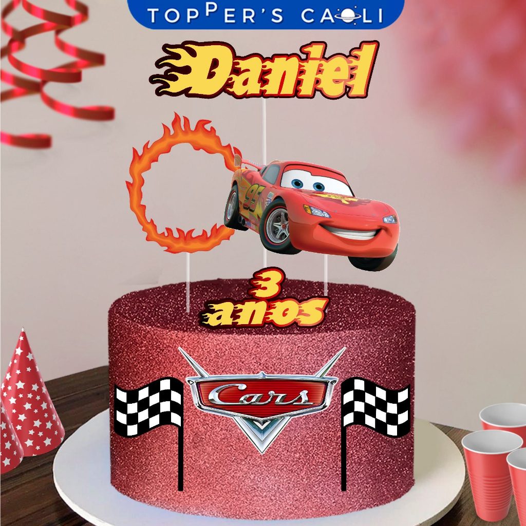 bolo efeito grama carros