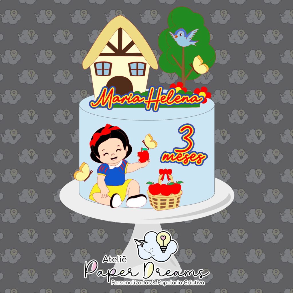 bolo mesversario branca de neve baby 1kg
