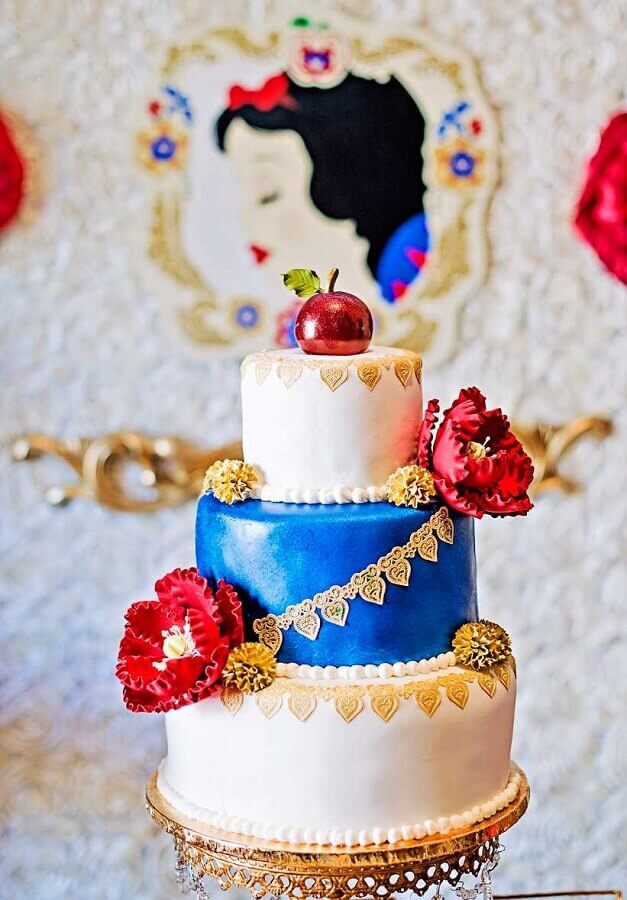 decoração bolo mesversario branca de neve baby