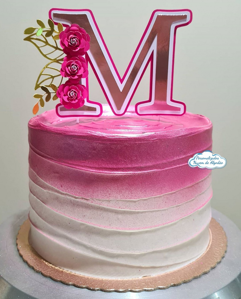 bolo rosa com glitter