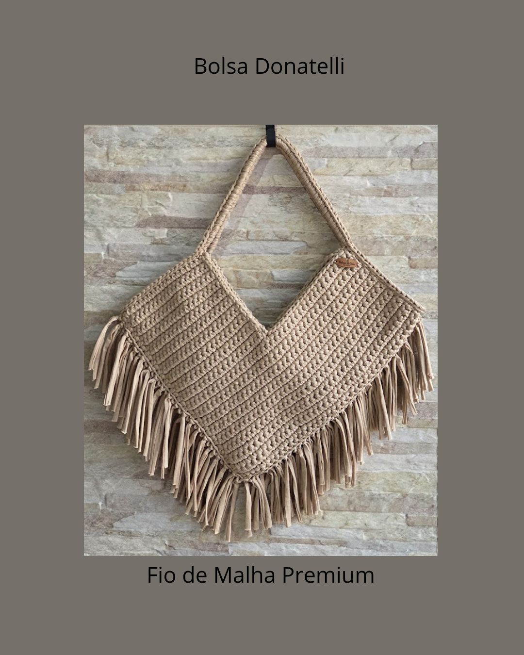 Bolsa de crochê com franja grande