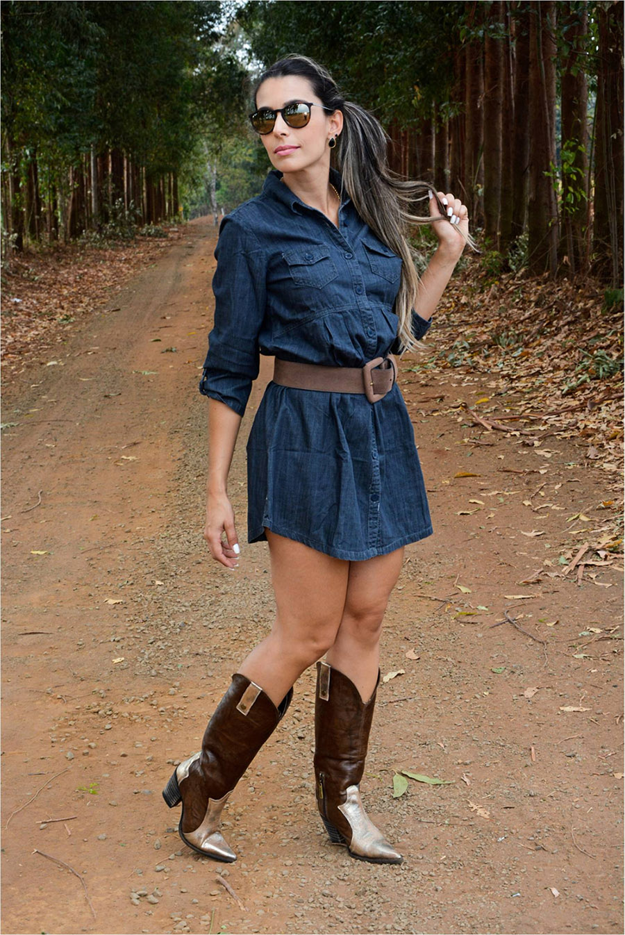 Bota country feminina cano curto