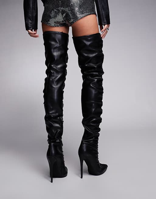 bota mega boots over the knee preto