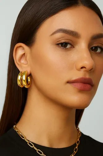 Brinco argola grossa dourada folheado a ouro 18k