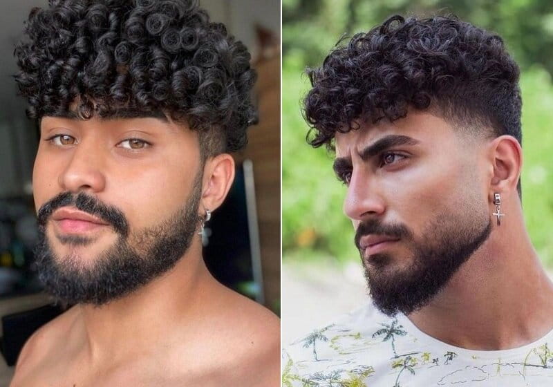 corte em camadas vs Taper Fade para cabelo cacheado masculino