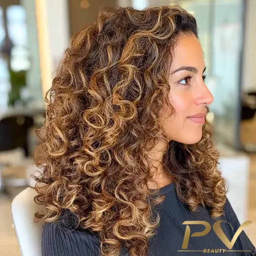 cabelo cacheado em camadas médio