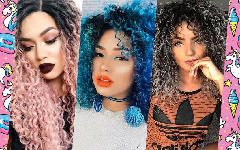 cabelo colorido cacheado