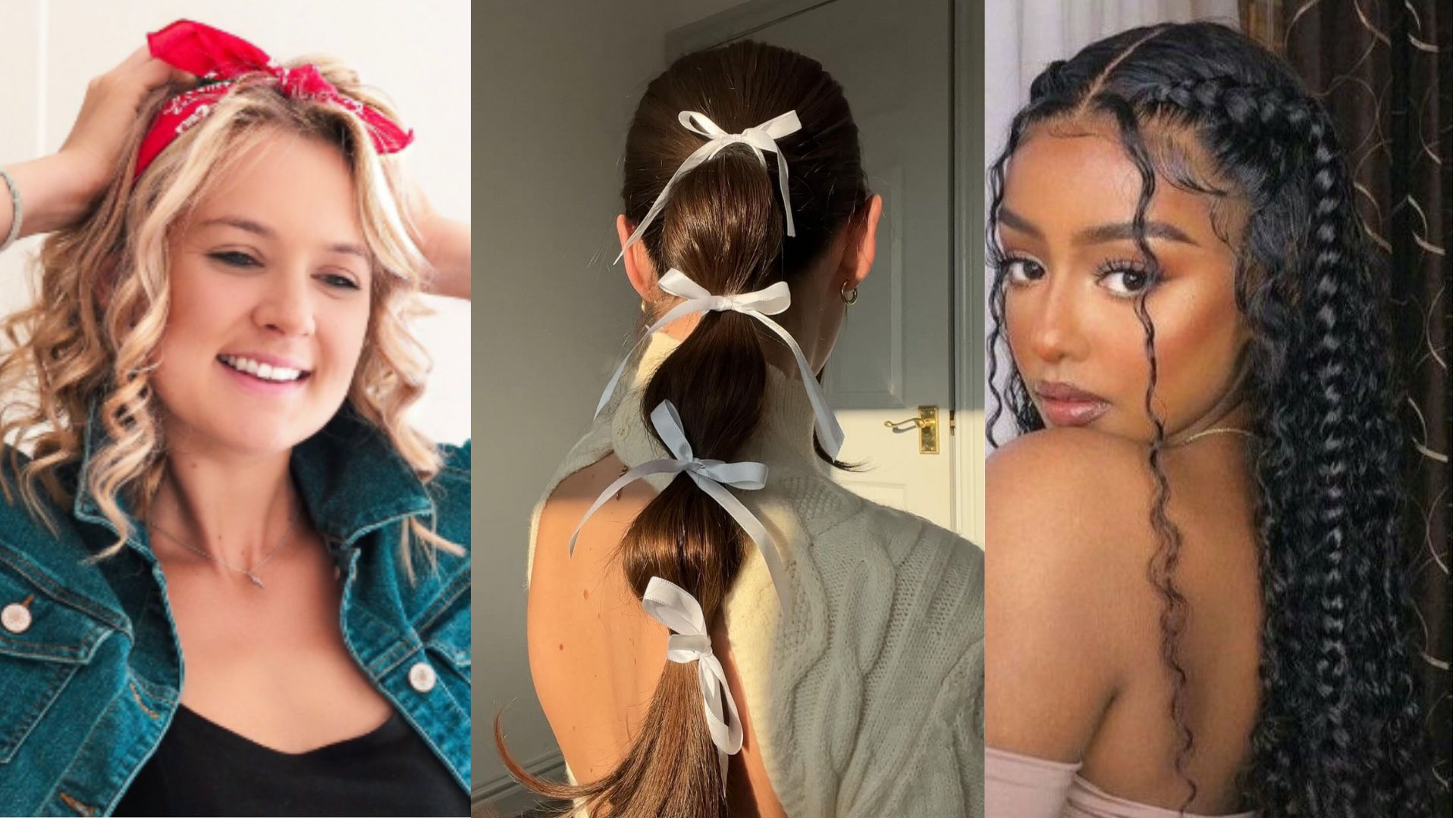 ideias de penteado festa junina com trança e fita