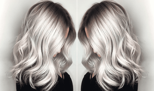 cabelo loiro platinado com mechas pretas