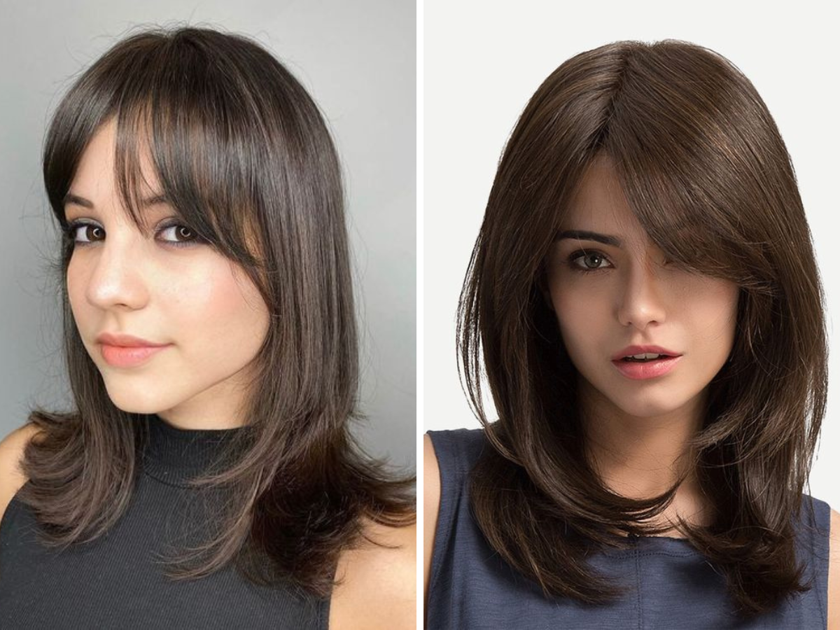 cabelo long bob com franja