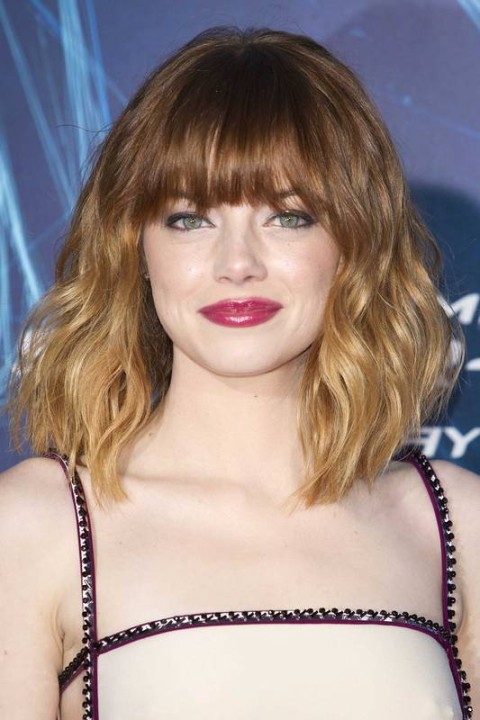 cabelo long bob com franja