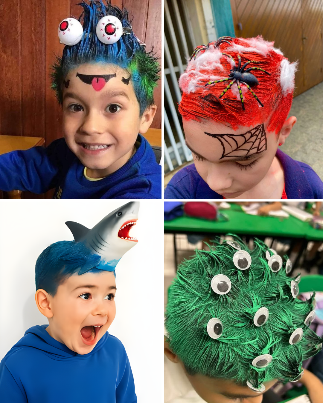 ideias de cabelo maluco para menino super heroi