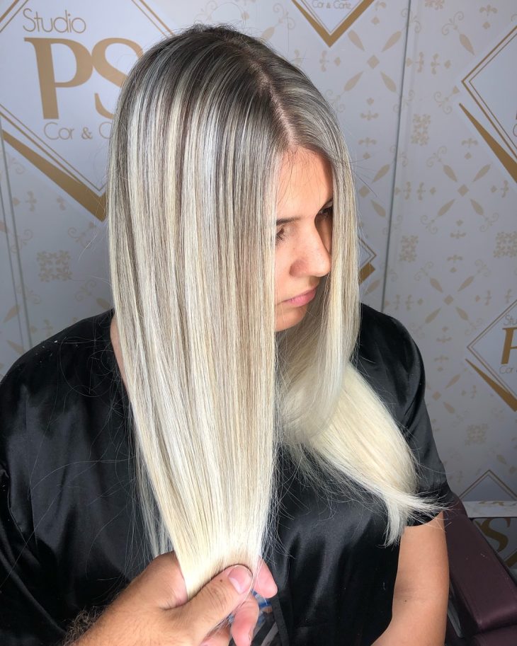 luzes platinada vs luzes perolada cabelo medio