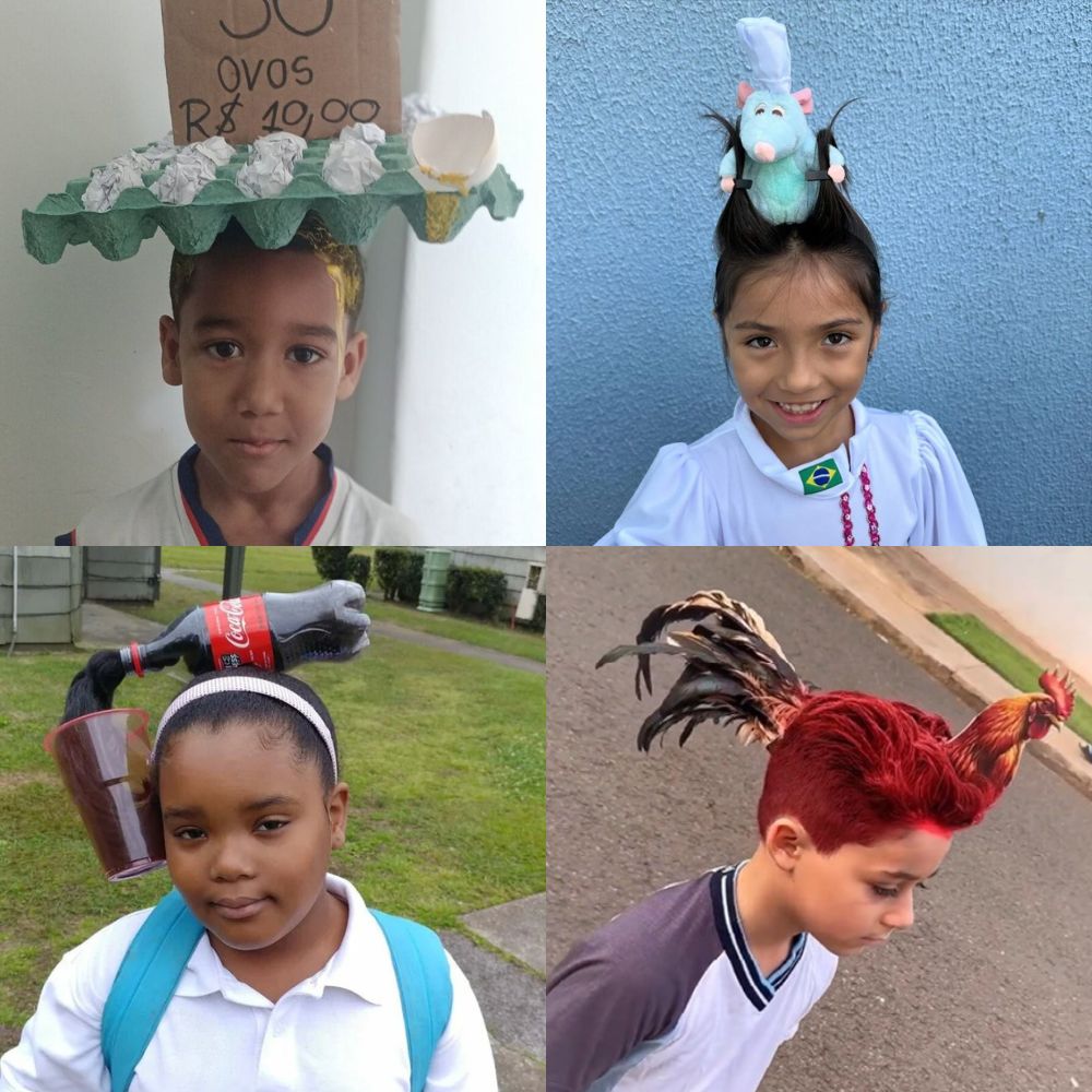 ideias de penteados criativos para dia do cabelo maluco