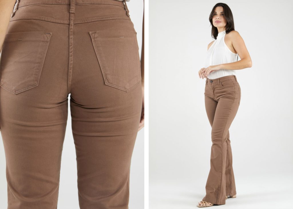 Calça bege feminina reta