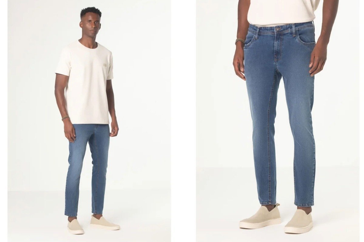 Calça jeans clara masculina reta