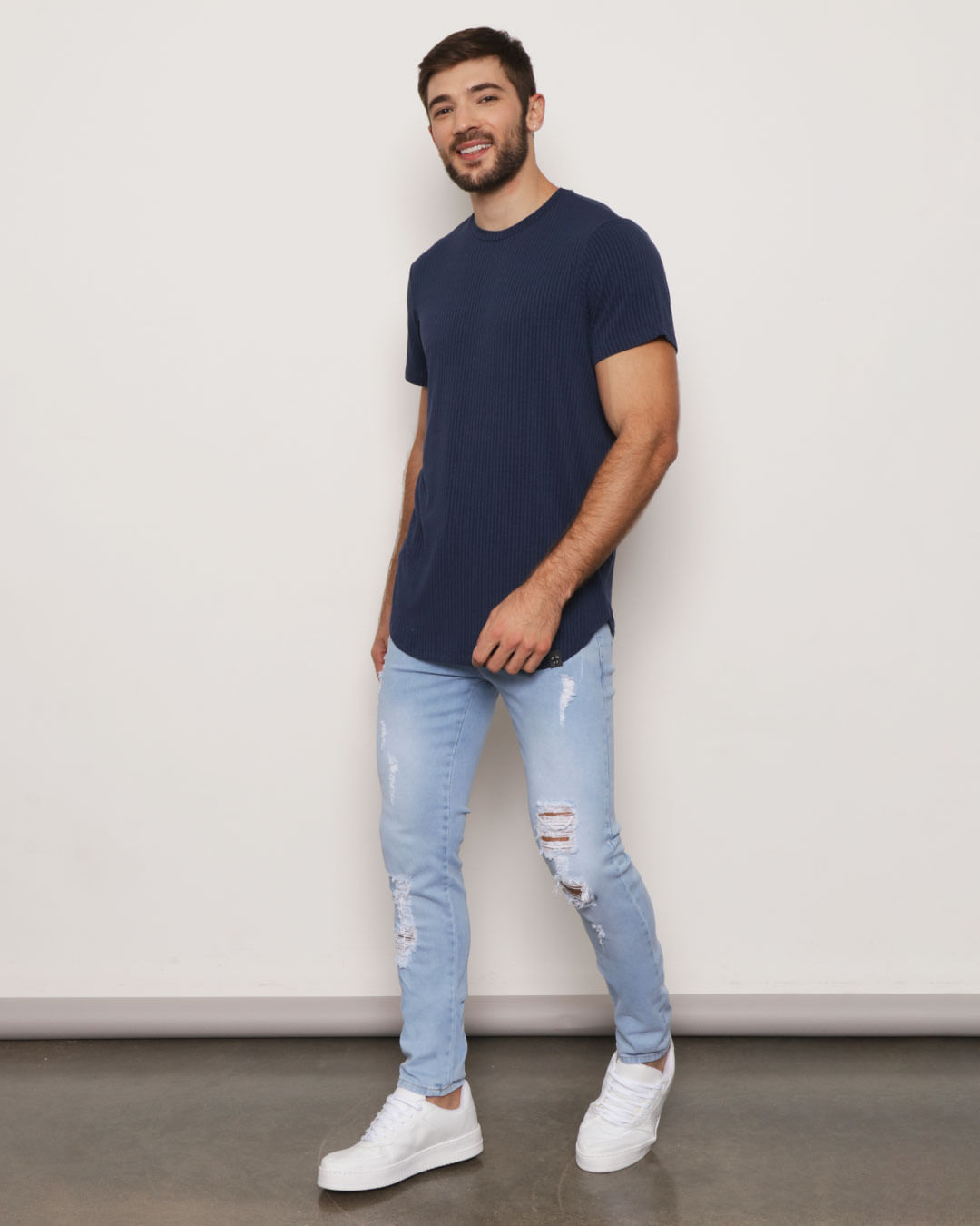 Calça jeans masculina com elastano