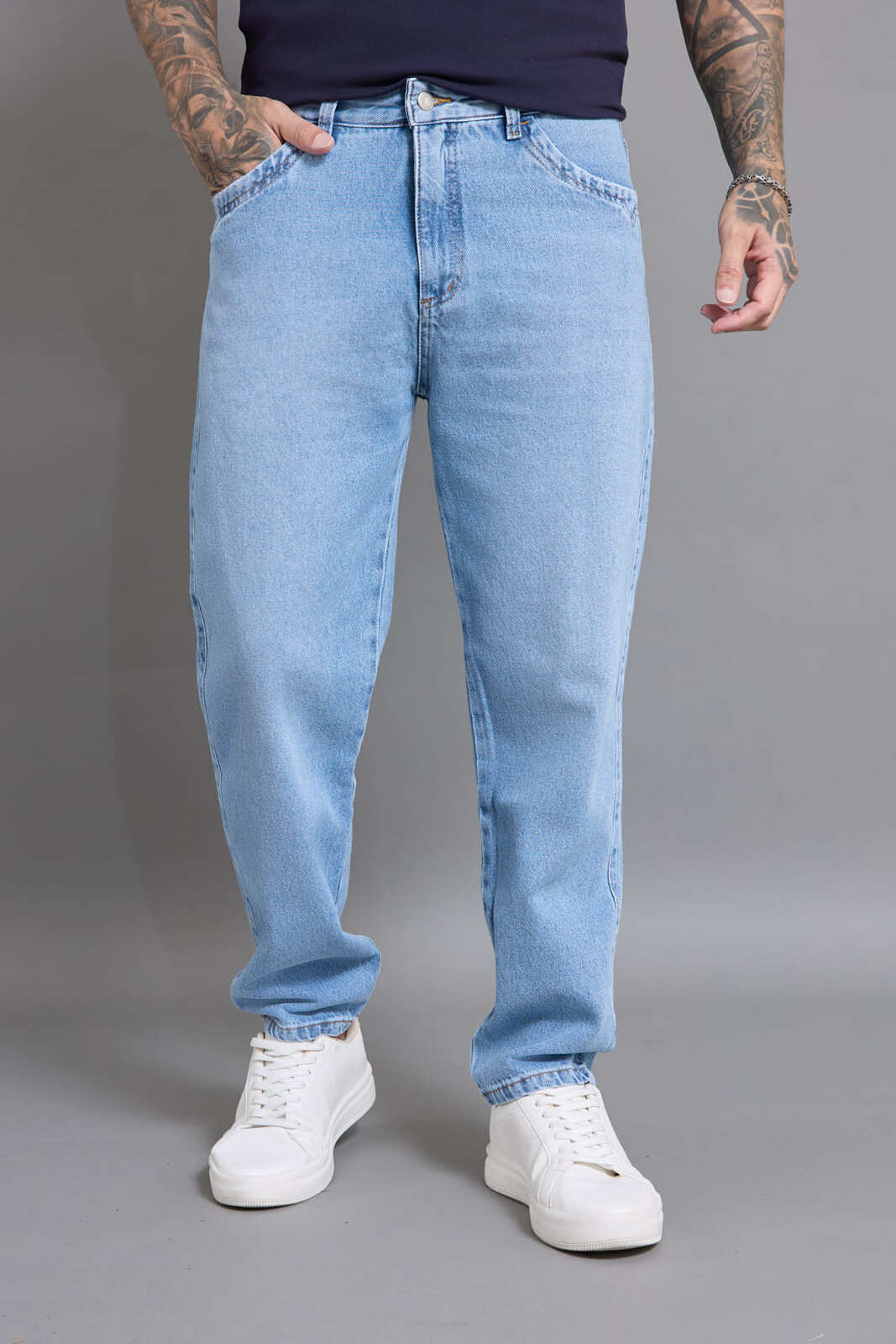 Calça jeans masculina 100% algodão
