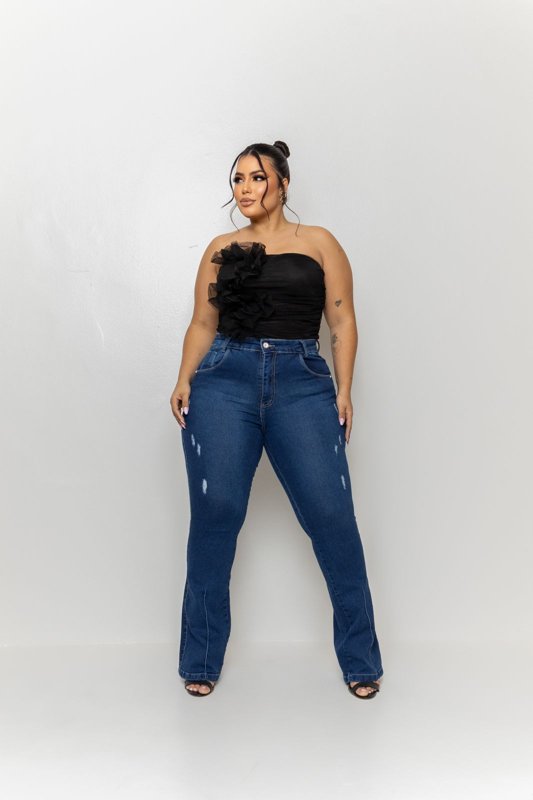 calça jeans plus size azul claro