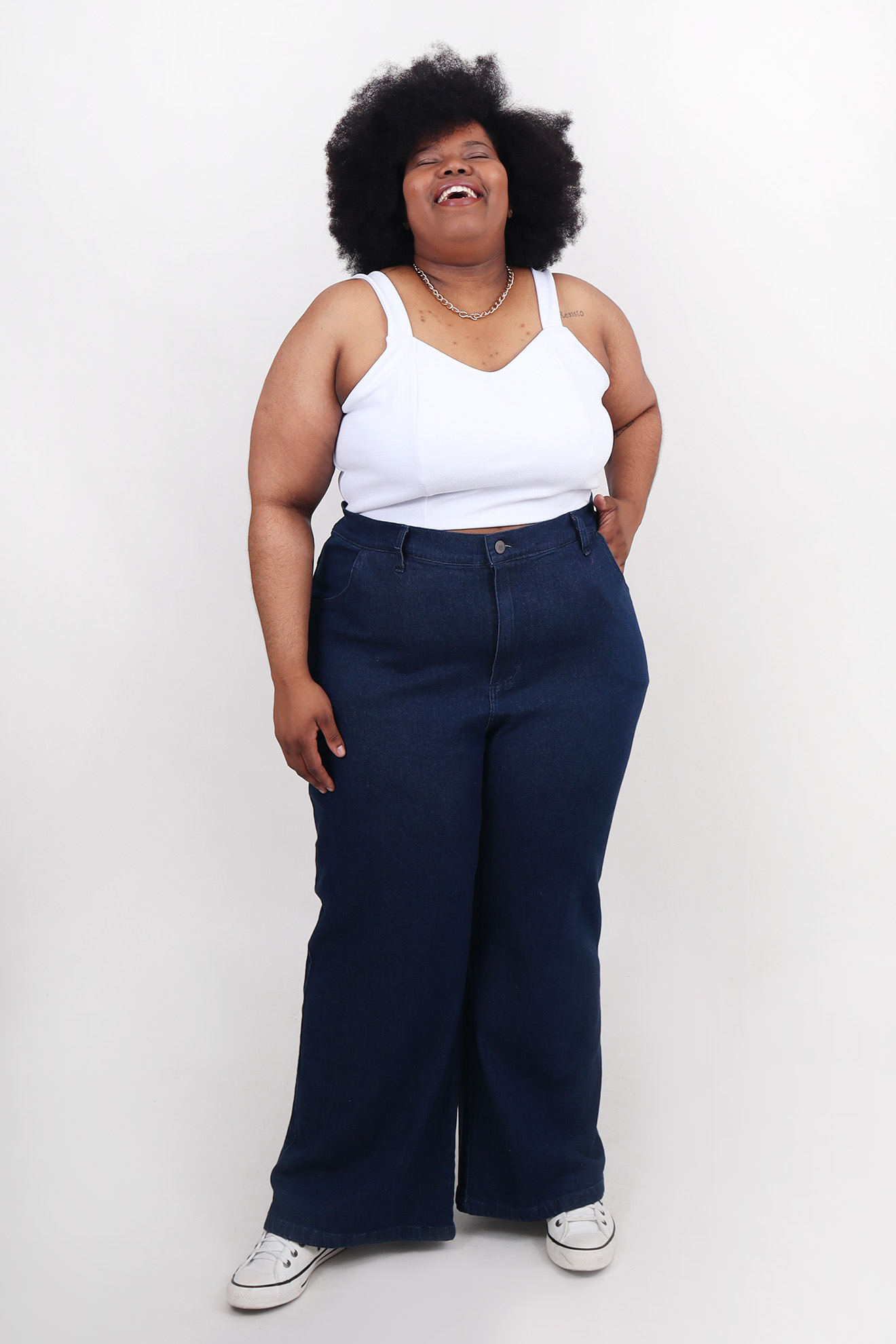 calça jeans plus size estampada