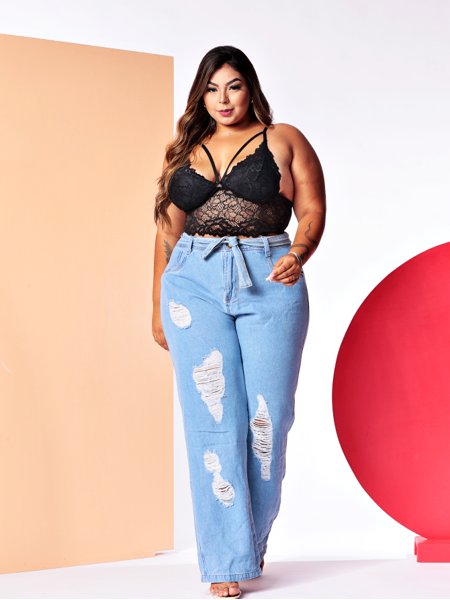 calça jeans plus size com cinto