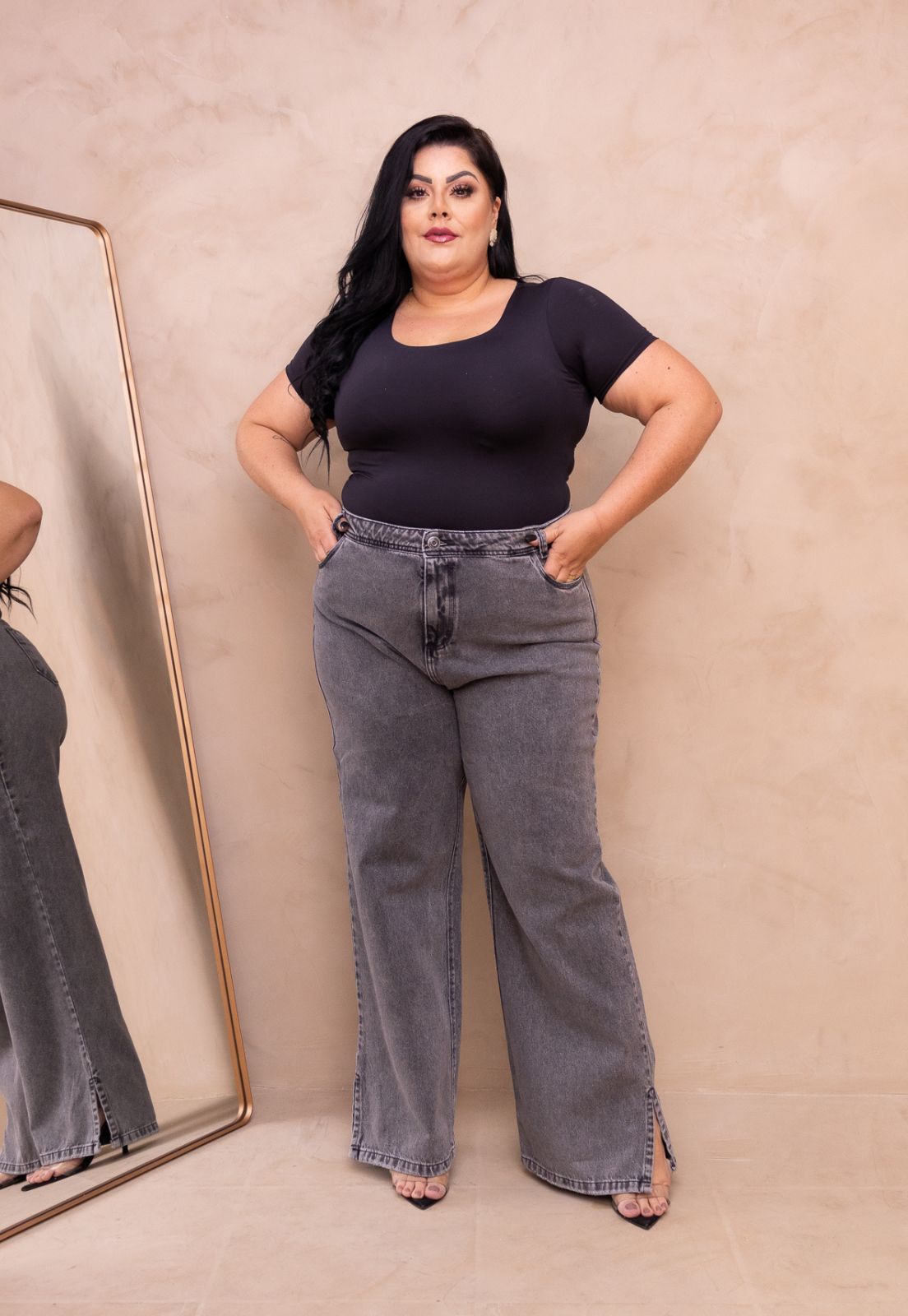 calça jeans plus size destroyed