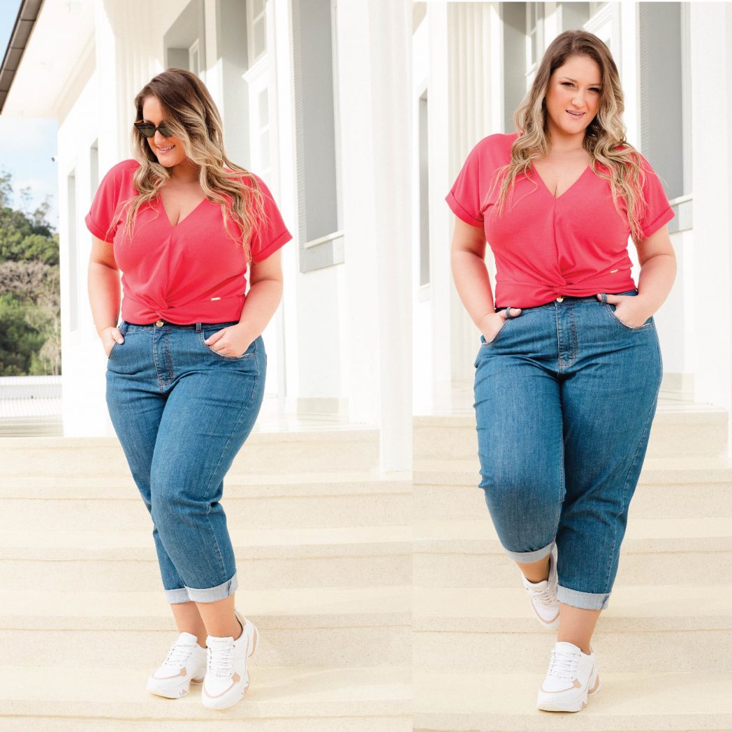 calça jeans plus size mom jeans