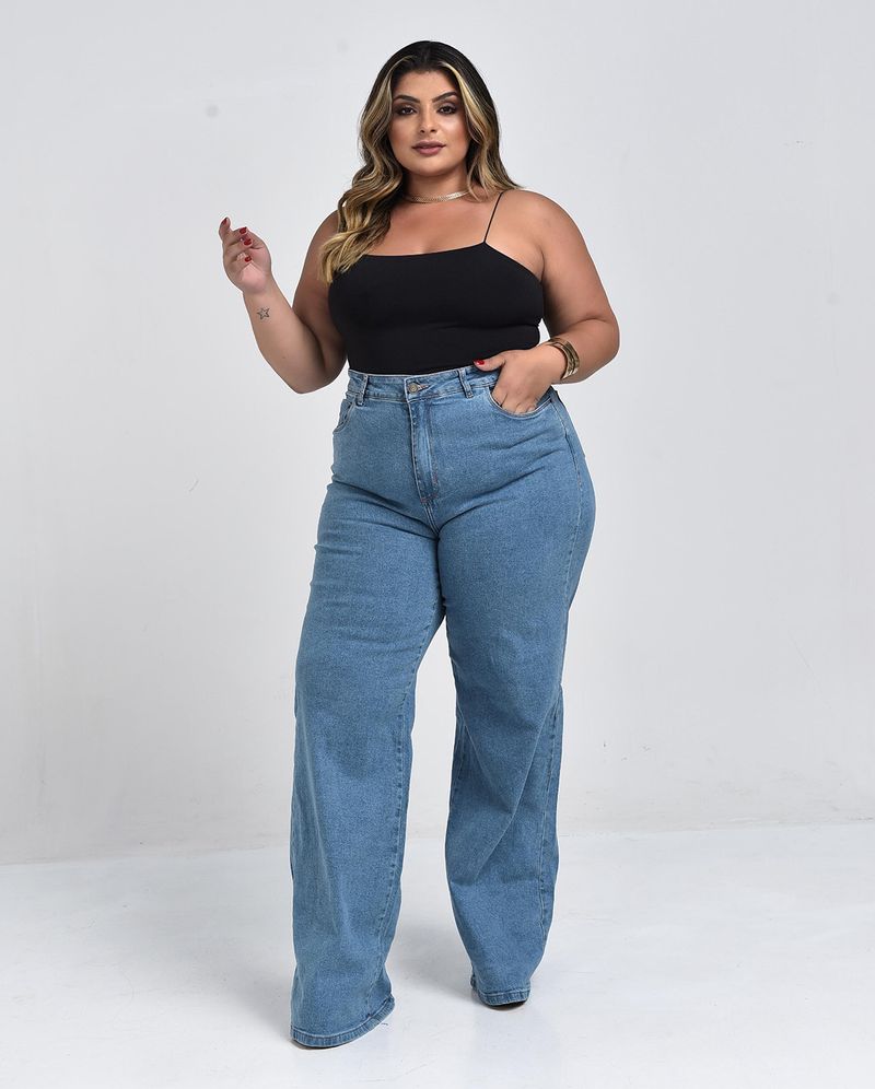 calça jeans plus size azul escuro