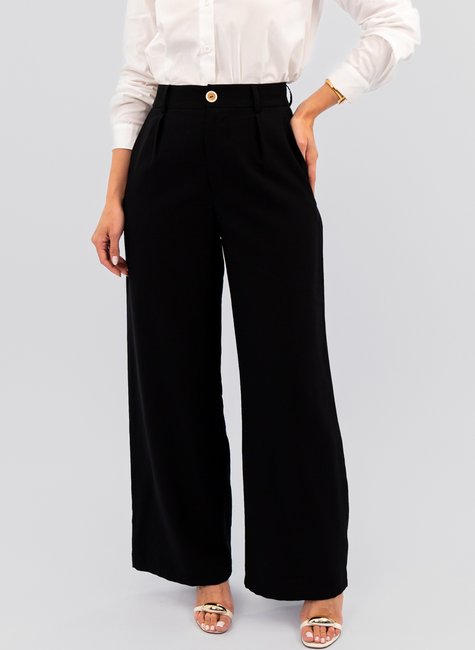 Calça pantalona preta em viscose