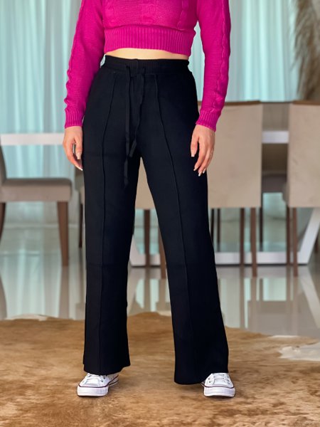 Calça pantalona preta alfaiataria