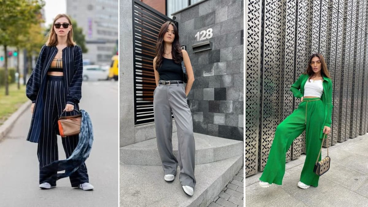 Calça pantalona preta com faixa