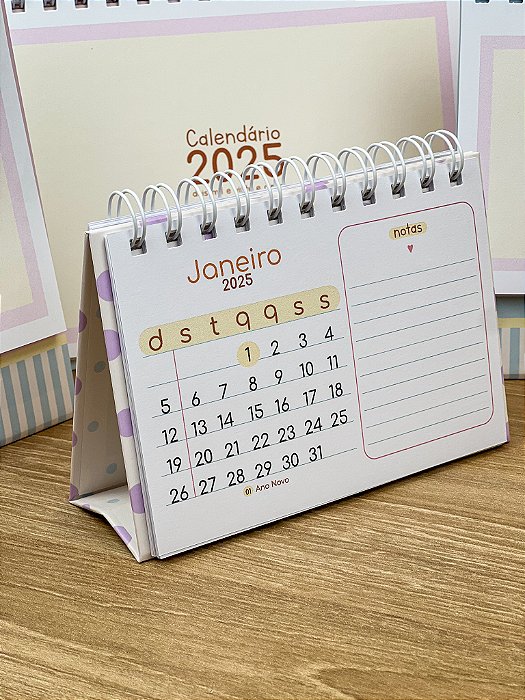 Calendário de mesa 2026 compacto