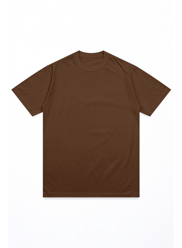camiseta marrom gola redonda