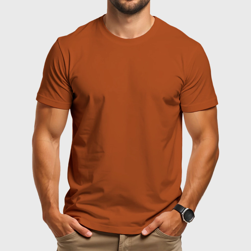camiseta marrom manga curta
