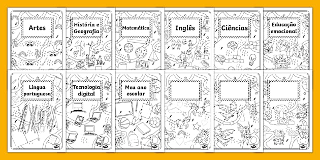 capa para caderno de reforço escolar para colorir