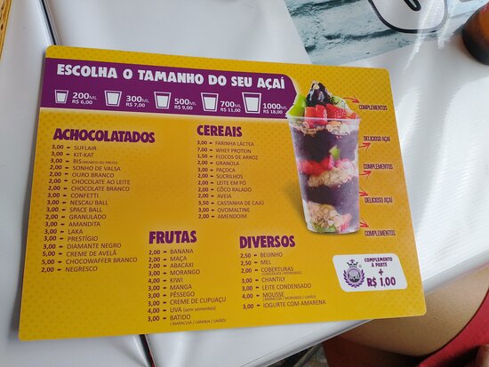 cardápio açaí low carb