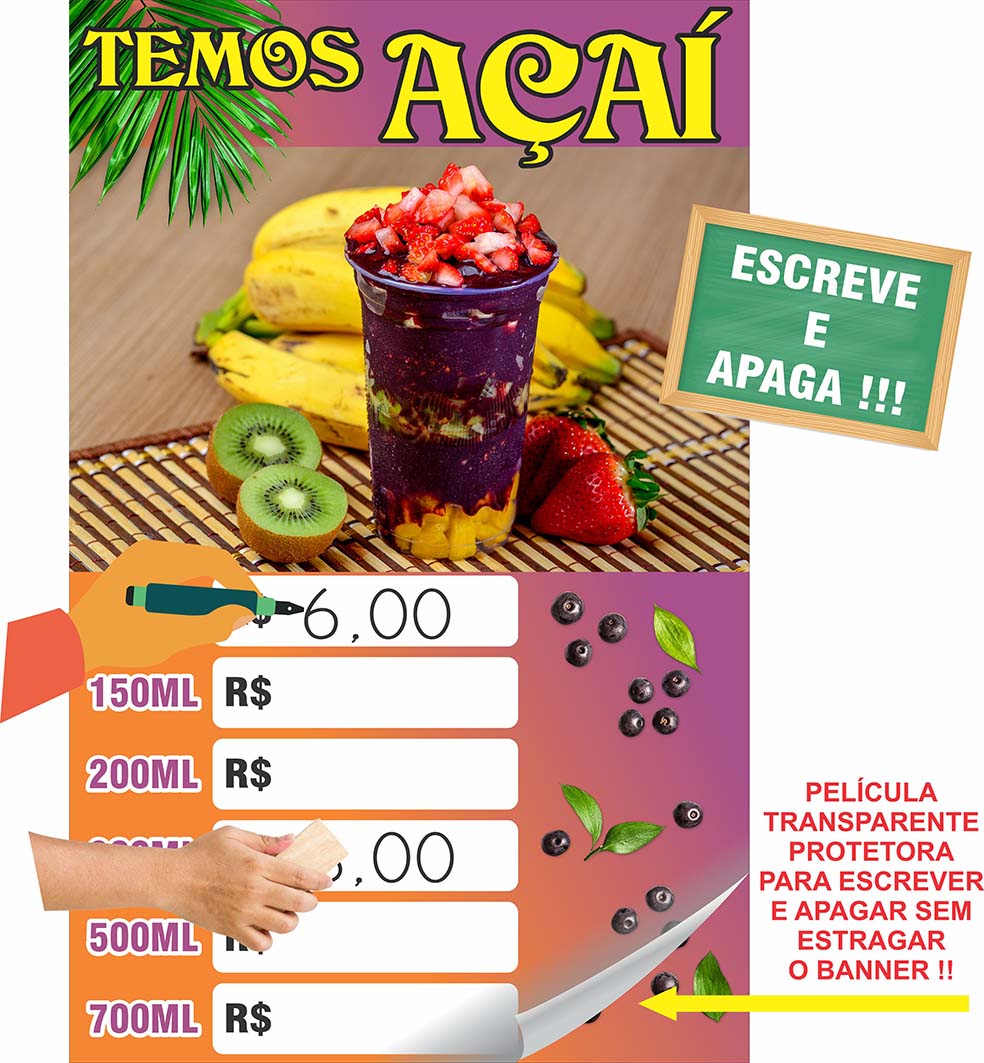 cardápio açaí criativo
