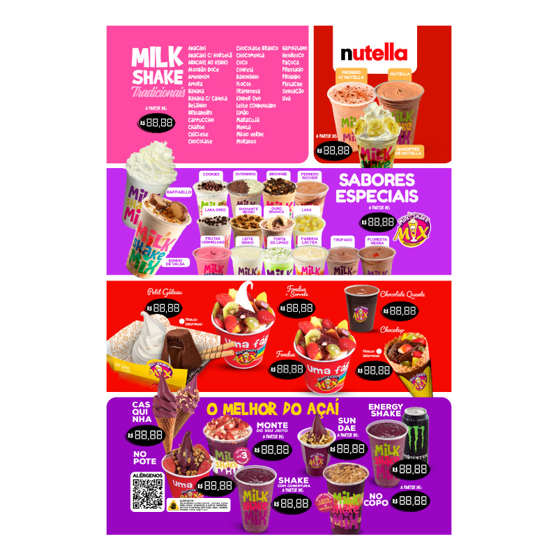 cardápio açaí para eventos