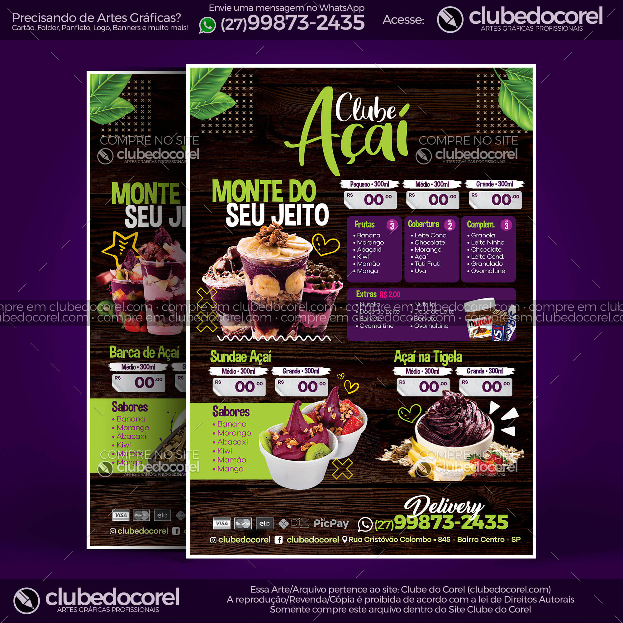 cardápio açaí para imprimir