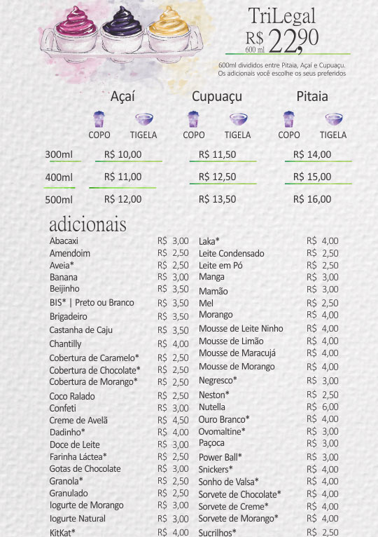 modelos de cardápio açaí
