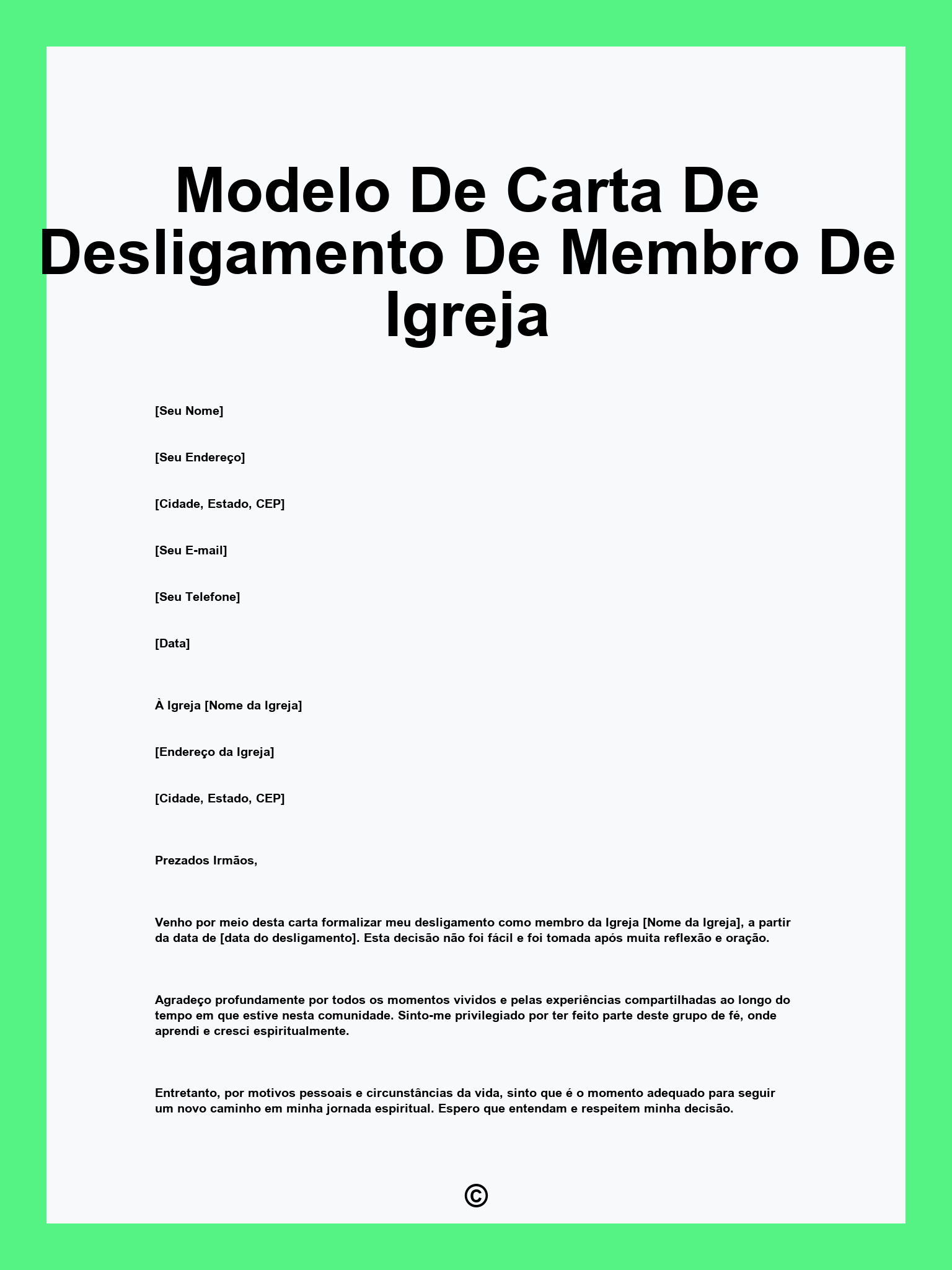 modelo de carta para sair da igreja