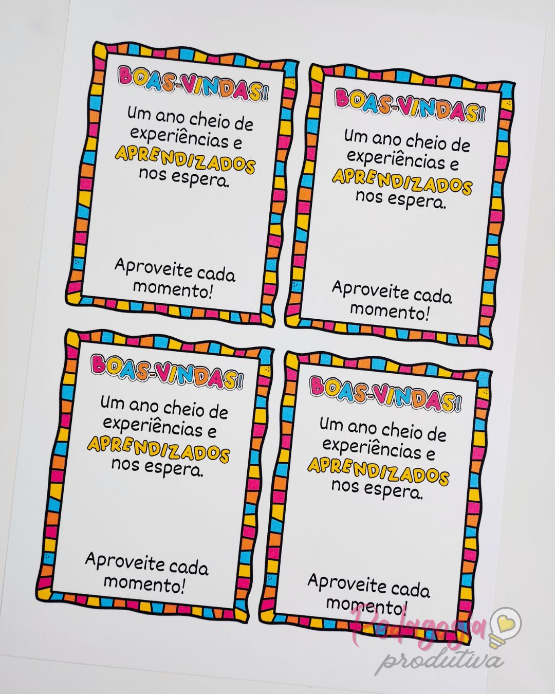 cartão de boas vindas alunos para imprimir grátis