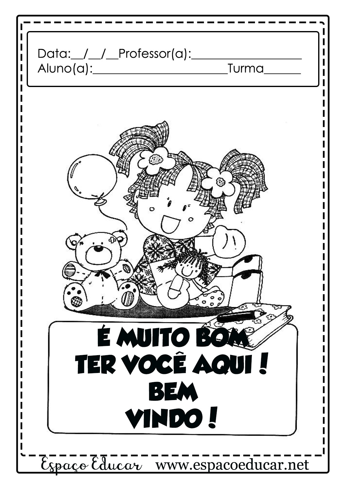 cartão boas vindas educação infantil para imprimir