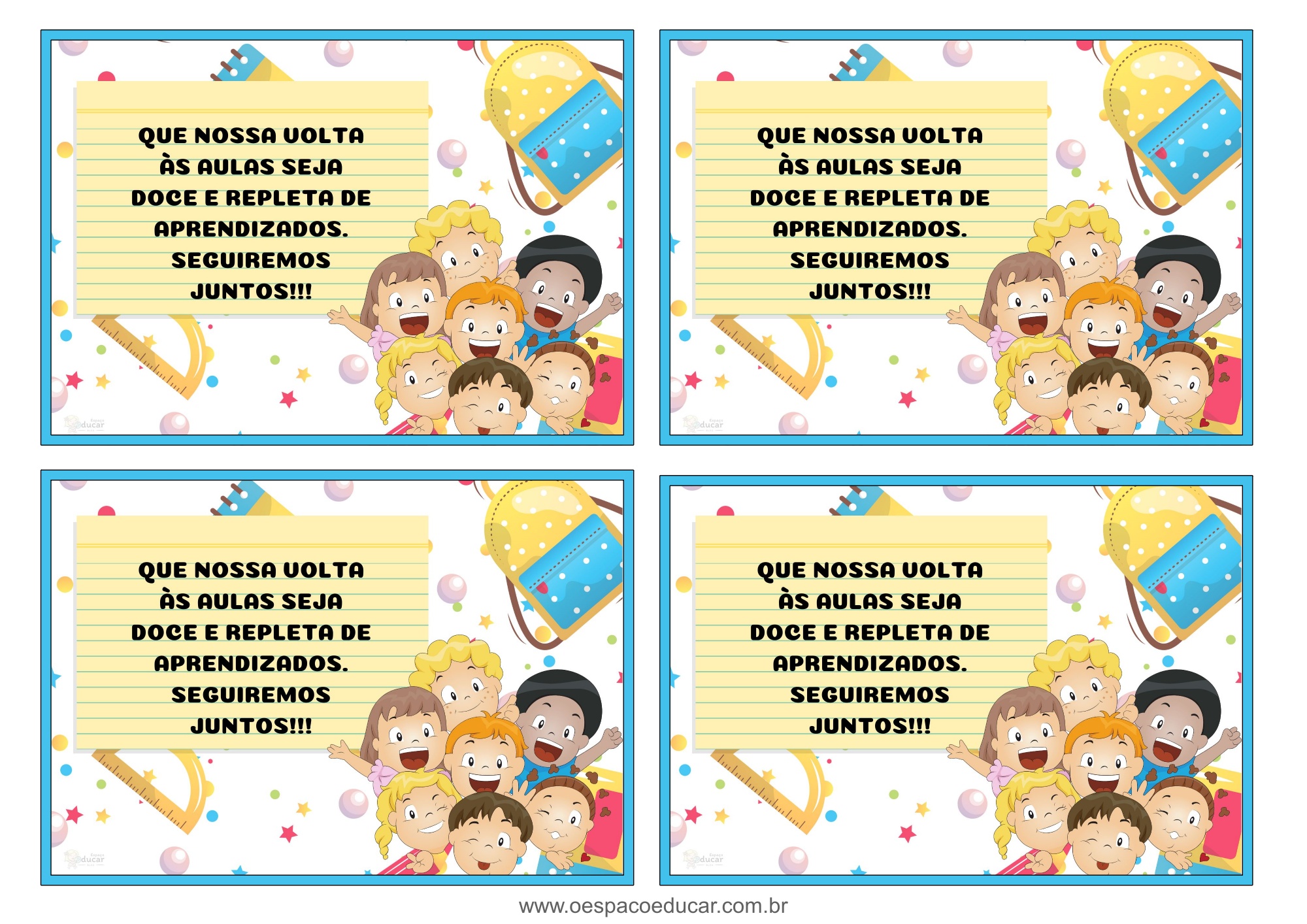 cartão de acolhimento escolar para imprimir