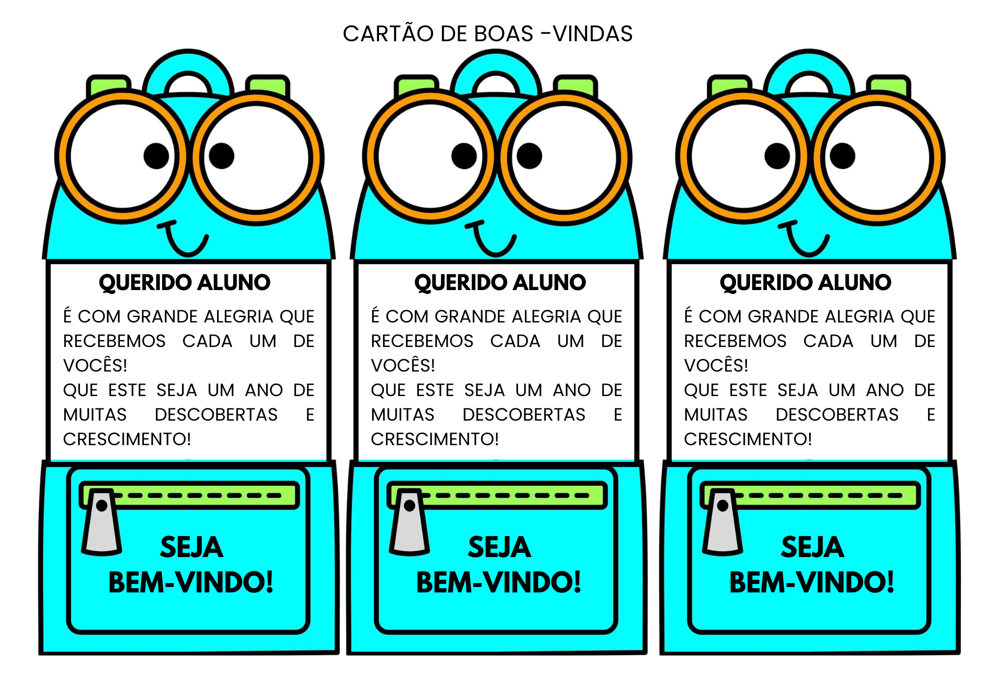 ideias criativas cartão boas vindas escolar