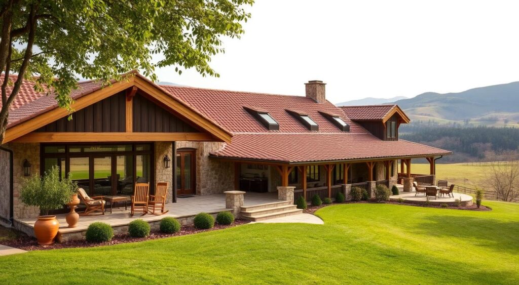 1. Como trazer o estilo casa de fazenda moderna para sua casa. 2. Materiais essenciais para uma casa de fazenda contemporânea. 3. Design de interiores: Aconchego e luxo na casa de fazenda. 4. Paisagismo integrado: A natureza na sua casa de fazenda. 5. Construindo do zero ou reformando: Dicas para sua casa de fazenda moderna.