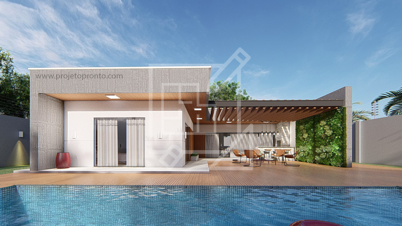 Casa em L para terrenos de fundo
